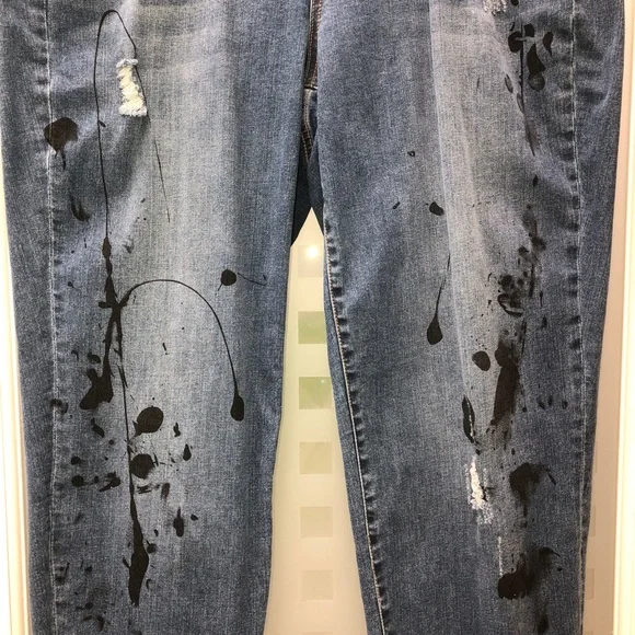 🎉3HP🎉 LANE BRYANT Low Rise Boyfriend Jeans Distressed Deconstructed Stretch 16 - Picture 4 of 16